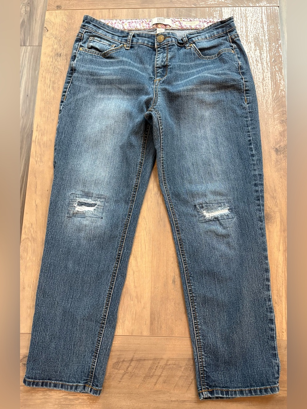 Vintage America Blues Distressed Cropped Relaxed Boyfriend Fit Jeans Size 8